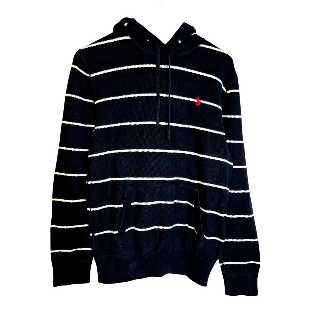 Polo Ralph Lauren Women's Pima Cotton Hooded Sweater Blue/ White Stripes S